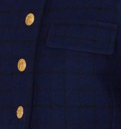 Chloé Check Pattern Cropped Jacket In Blue
