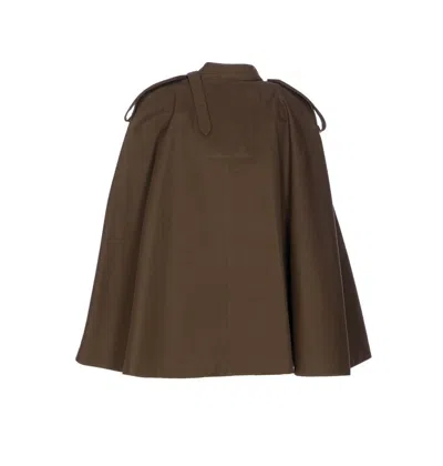 Burberry Cotton Cape With Traditional Check Lining In Green