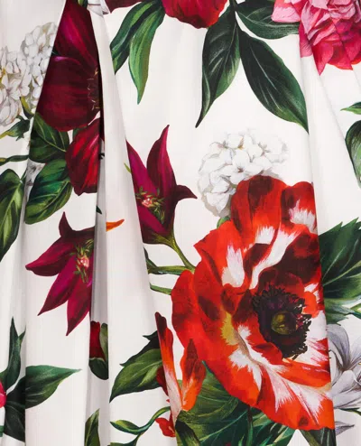 Dolce & Gabbana Multicolor Midi Skirt With All-over Floral Print And Rear Zip Closure In Cotton Woman