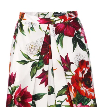 Dolce & Gabbana Multicolor Midi Skirt With All-over Floral Print And Rear Zip Closure In Cotton Woman