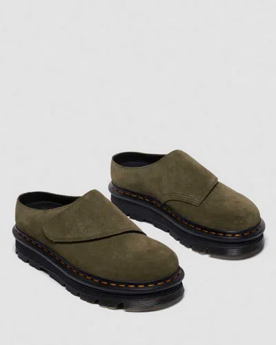 Dr. Martens' Zebzag Anywair Olive Bronx Suede Clogs Olive Bronx Suede In Green