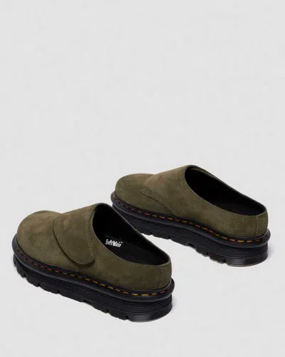 Dr. Martens' Zebzag Anywair Olive Bronx Suede Clogs Olive Bronx Suede In Green