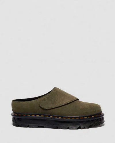 Dr. Martens' Zebzag Anywair Olive Bronx Suede Clogs Olive Bronx Suede In Green