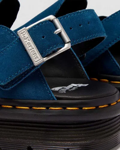Dr. Martens Zebzag Suede Casual Slingback Platform Mules In Blue
