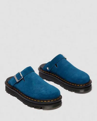 Dr. Martens Zebzag Suede Casual Slingback Platform Mules In Blue
