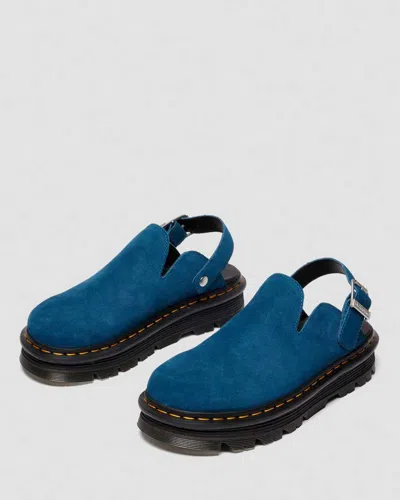 Dr. Martens Zebzag Suede Casual Slingback Platform Mules In Blue