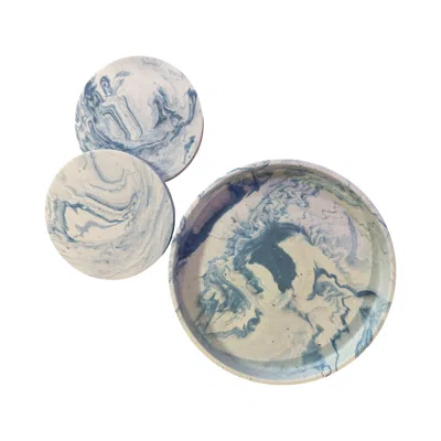 By Shax Sunnyside Up Tray With Coasters - Blue