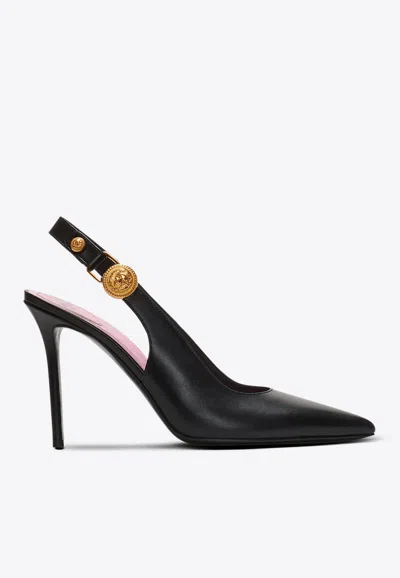 Balmain Eva 95 Calf Leather Slingback Pumps