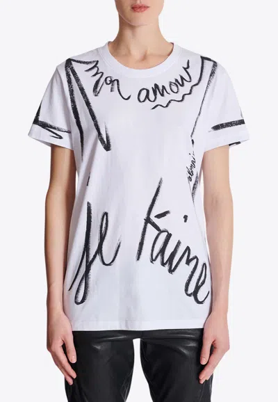 Balmain Sl Writing Printed T-shirt