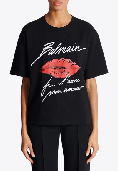 Balmain Kiss Print Logo T-shirt