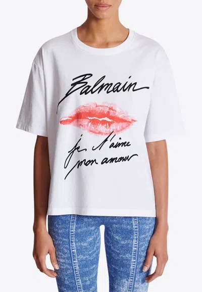 Balmain Graphic Kiss Print T-shirt With Relaxed Fit
