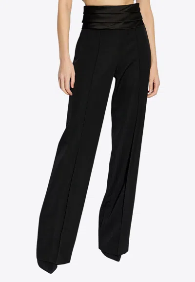 Balmain Wool Tailored Pants With Satin Waistband