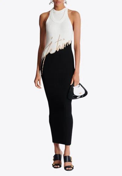 Balmain Love Letter Jacquard Knit Midi Dress