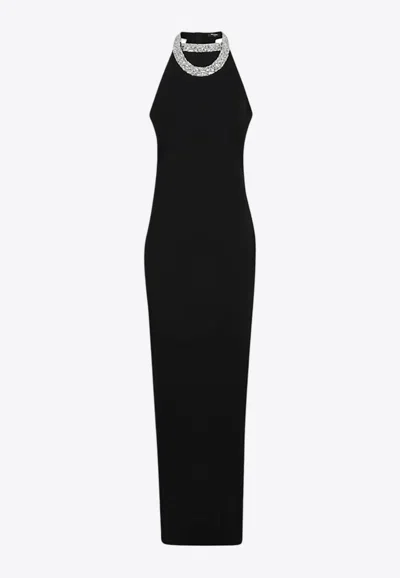 Balmain Crystal Neck Maxi Dress
