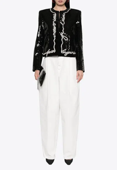 Balmain Love Letter Sequined Jacket In Black