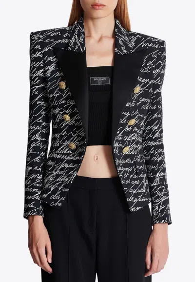 Balmain Love Letter Tuxedo Blazer In Black
