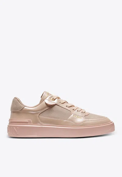 Balmain B-court Flip Iridescent Low-top Sneakers In Brown