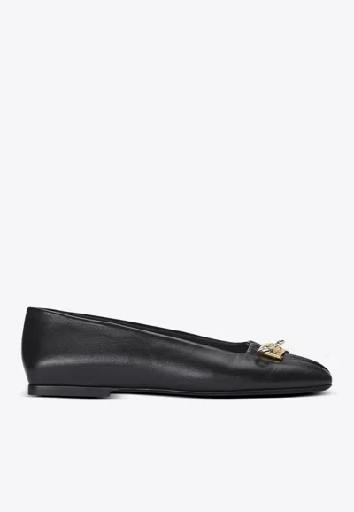 Balmain Safety Pin Nappa Leather Ballet Flats