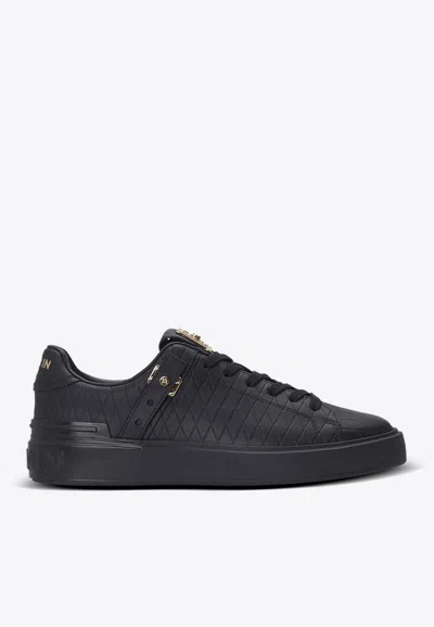 Balmain B-court B-buzz Sneakers In Embossed Calfskin