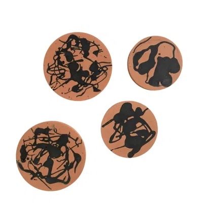 By Shax Yellow / Orange Splat Coasters - Set Of Four