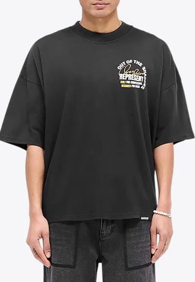 Represent Logo Print Cotton T-shirt In Black
