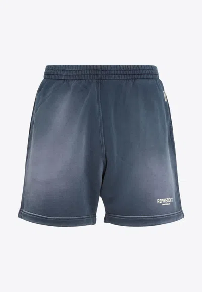 Represent Owners Club Faded Track Shorts In Blue