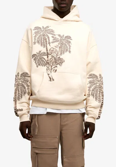Only The Blind Sandstorm Tiger Embroidered Hooded Sweatshirt In Neutral