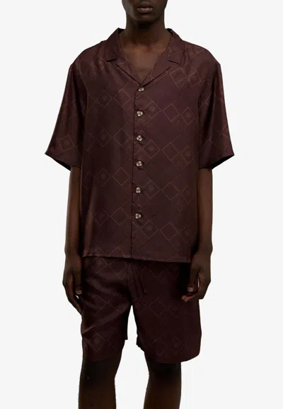 Only The Blind Faded Monogram Bowling Shirt In Brown