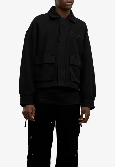 Only The Blind Havana Crochet Knit Jacket In Black