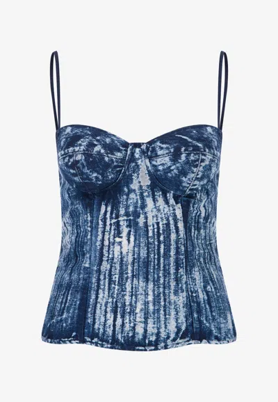 Mybestfriends Avalon Bleached Denim Bustier Top