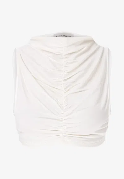 Mybestfriends Nemesis Ruched Cropped Top In White