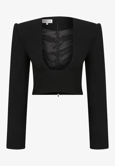 Mybestfriends Lucia Deep U-neck Cropped Top In Black