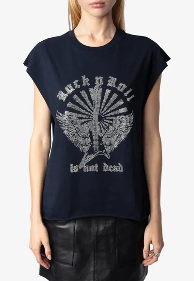 Zadig & Voltaire Cloe Rhinestone Embellished Guitar T-shirt