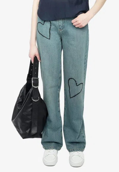 Zadig & Voltaire Elio Embroidered Heart Straight Jeans