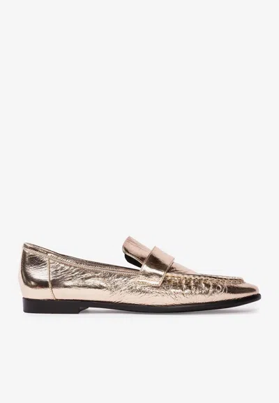 Black Suede Studio Arrow Crinkled Leather Classic Loafers