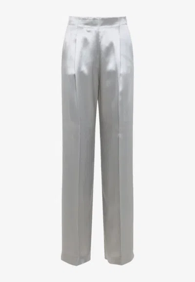 Alberta Ferretti High-waisted Silver Trousers With Tailored Fit In Gray