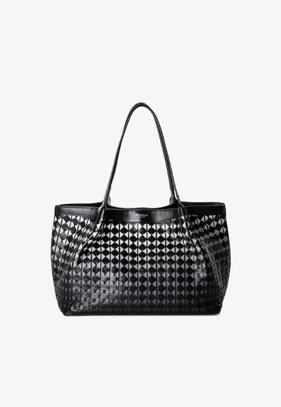 Serapian Small Secret Mosaico Leather Tote Bag In Black