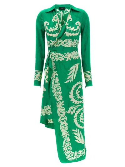 Etro Women Floral Midi Dress In Green