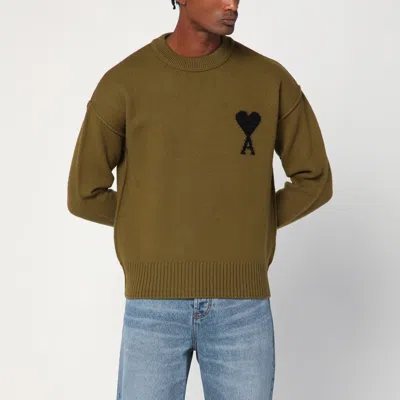 Ami Alexandre Mattiussi Ami Paris Bronze Ami De Coeur Wool Jumper In Brown