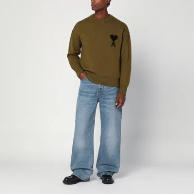 Ami Alexandre Mattiussi Ami Paris Bronze Ami De Coeur Wool Jumper In Brown