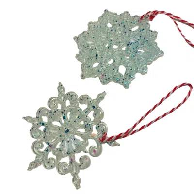 By Shax Blue Frozen Snowflake Christmas Ornaments - Pair