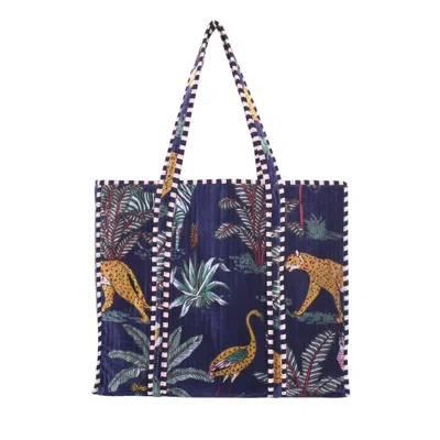 Conscious Yoga Collective Women's Blue The Ultimate Velvet Jungle Tote In Navy