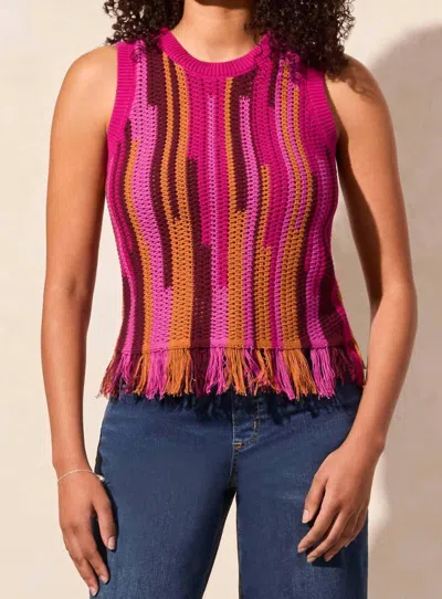 Tribal Fringed Hem Sweater Camisole In Orchid Sky In Multi