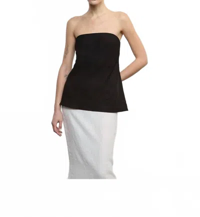 Enza Costa Linen Strapless Tunic Top In Black