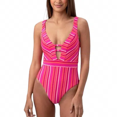 Trina Turk Marai Halter Plunge One Piece Swimsuit In Pink In Pink