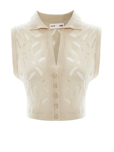 Pcfg Store Cropped Ripped Knit Top - Fog
