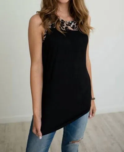 Shirley Stone Leopard Sleeveless Tank Top In Black In Black