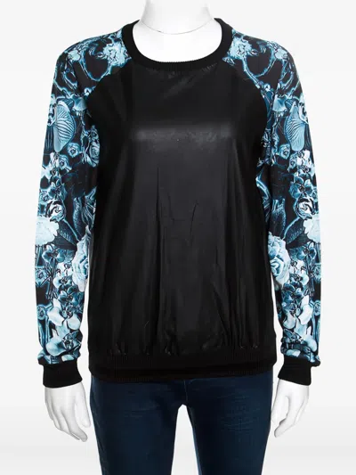Pre-owned Roberto Cavalli Vintage Floral-print Raglan-sleeved Sweatshirt
