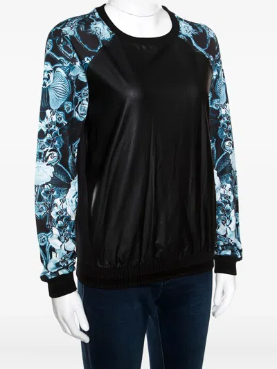 Pre-owned Roberto Cavalli Vintage Floral-print Raglan-sleeved Sweatshirt
