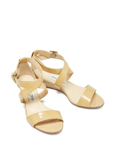 Pre-owned Jimmy Choo Patent Leather Wedge Sandals